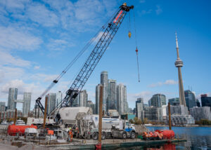 crane on a jobsite at Billy Bishop airport in Toronto