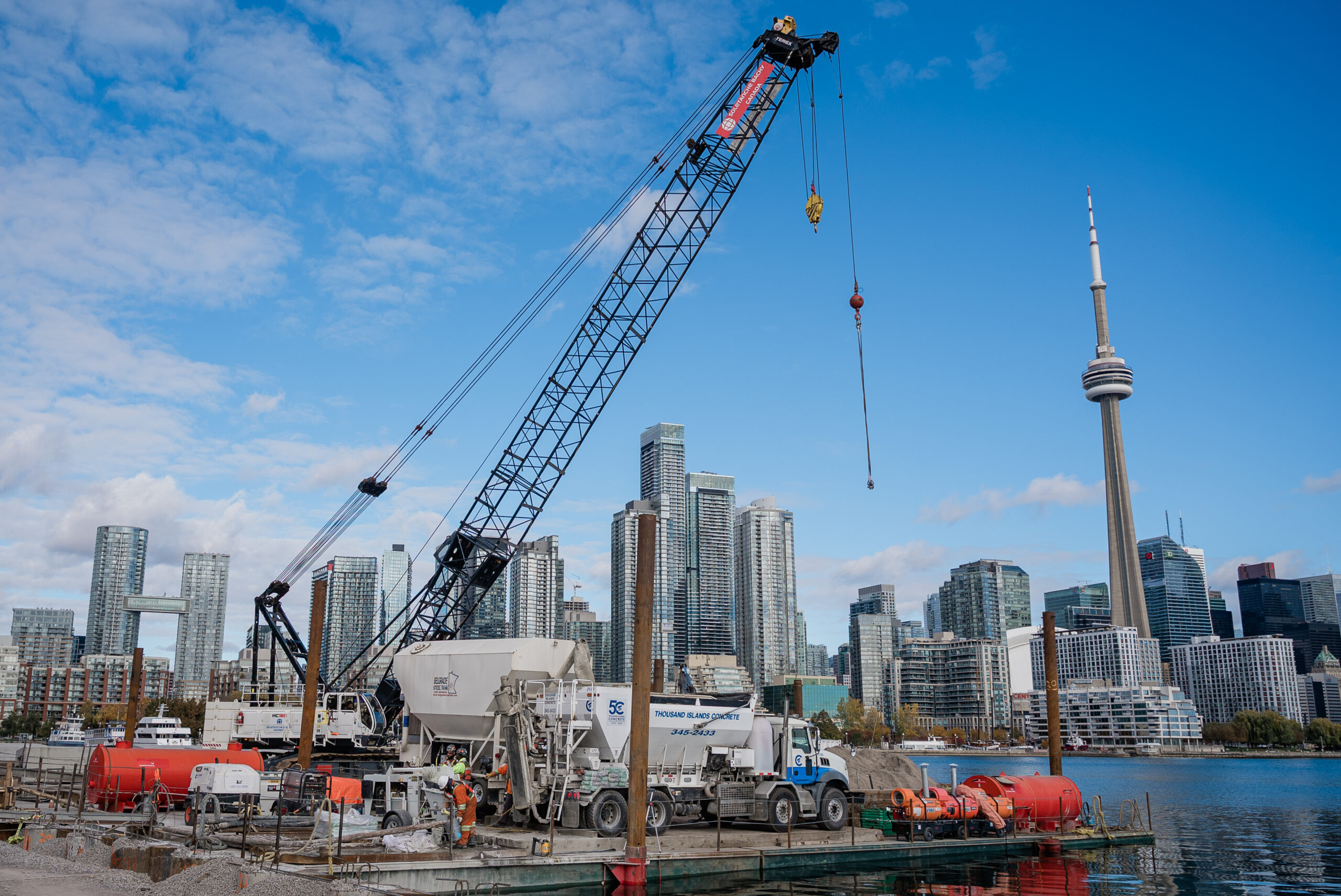 crane on a jobsite at Billy Bishop airport in Toronto