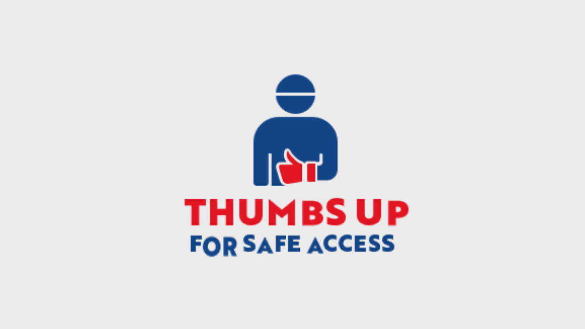 HSE Initiatives at SB Canada (5) THUMBS UP FOR SAFE ACCESS and an illustration of a person doing thumbs up