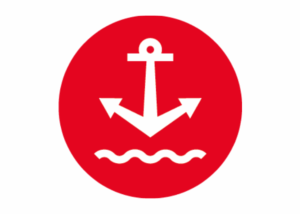 white anchor illustration in a red circle - Marine Market cover