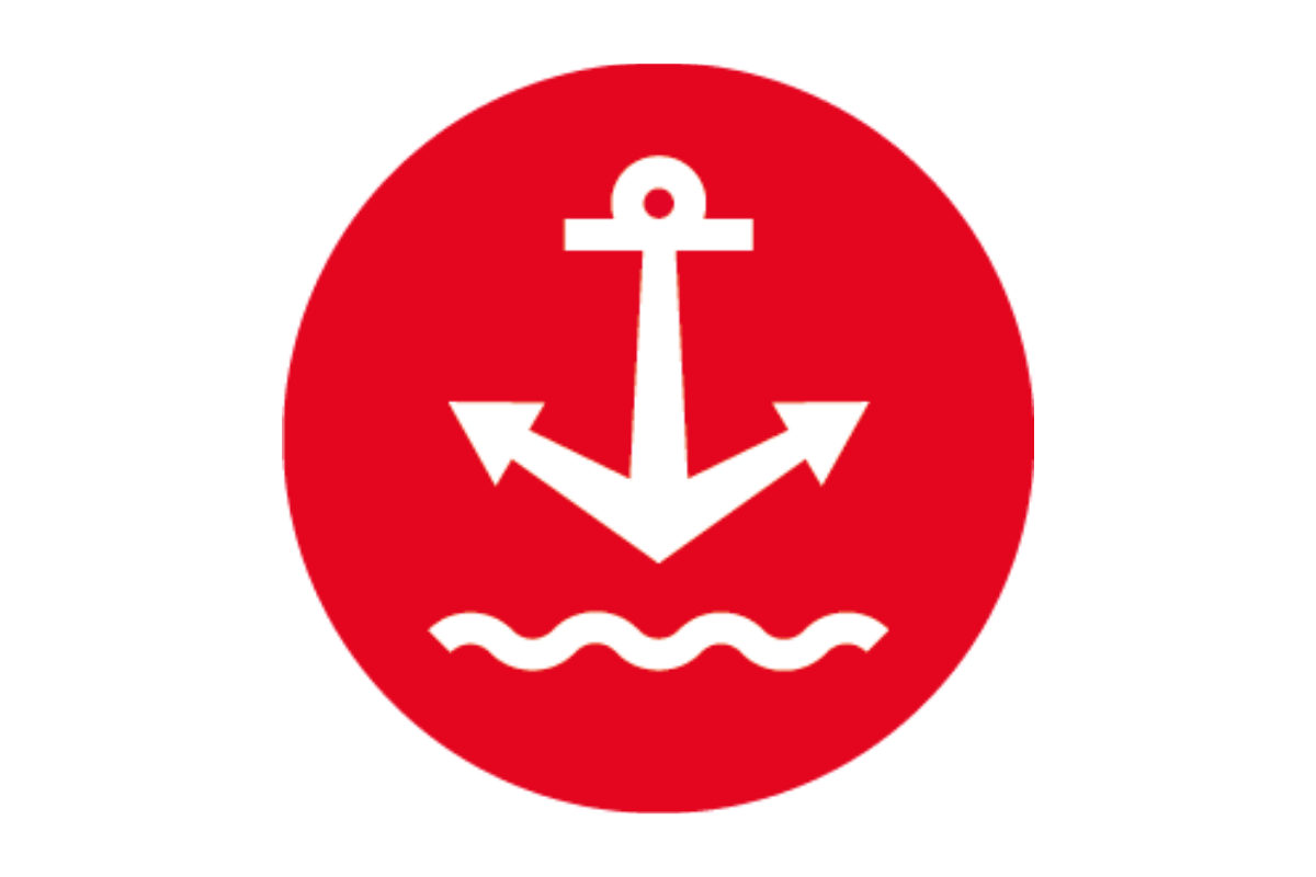 white anchor illustration in a red circle - Marine Market cover