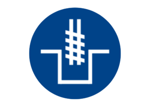 white illustration of the bored piles process in a blue circle