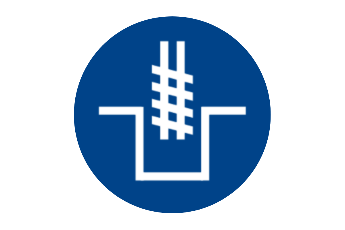 white illustration of the bored piles process in a blue circle