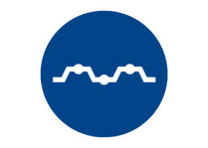 white illustration of the cellular sheet pile wall technique in a blue circle