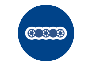 white illustration of the secant/caisson walls technique in a blue circle