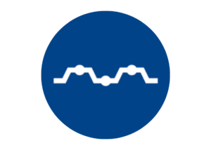 white illustration of the sheet pile wall technique in a blue circle