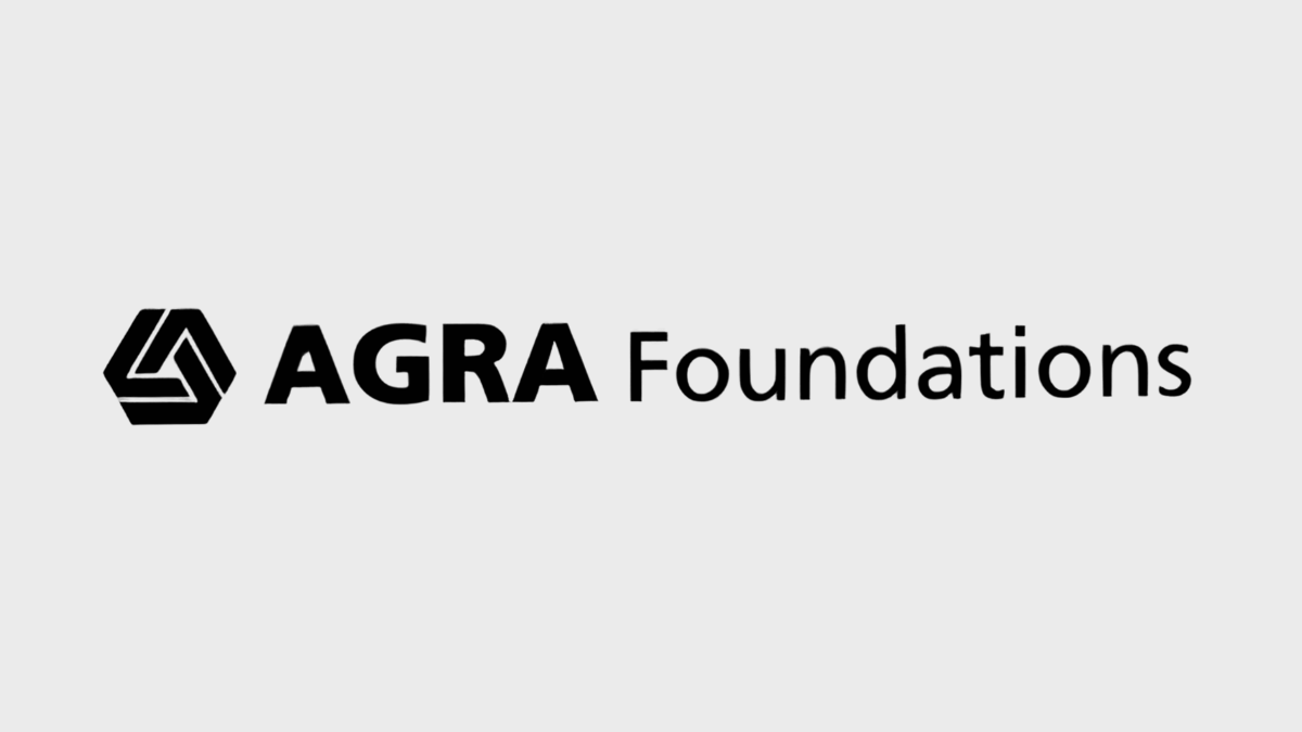 Agra Foundations logo Logo of AGRA Foundations on a grey background