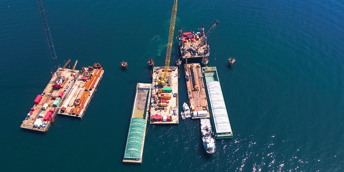 Photo of a project by Soletanche Bachy Canada surrounded my water, showcasing a marine project