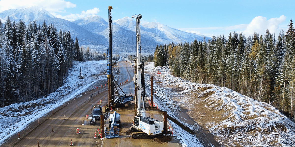 Photo of a project by Soletanche Bachy Canada showcasing the jobsite and the mountains in the background